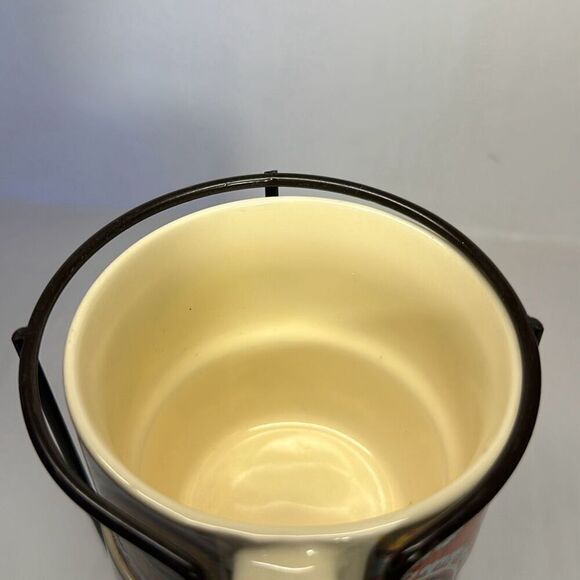 Lot of 4 Pier 1 Imports Ceramic Stackable Mugs Hand Painted Cup w/ Metal Holder - Picture 5 of 6